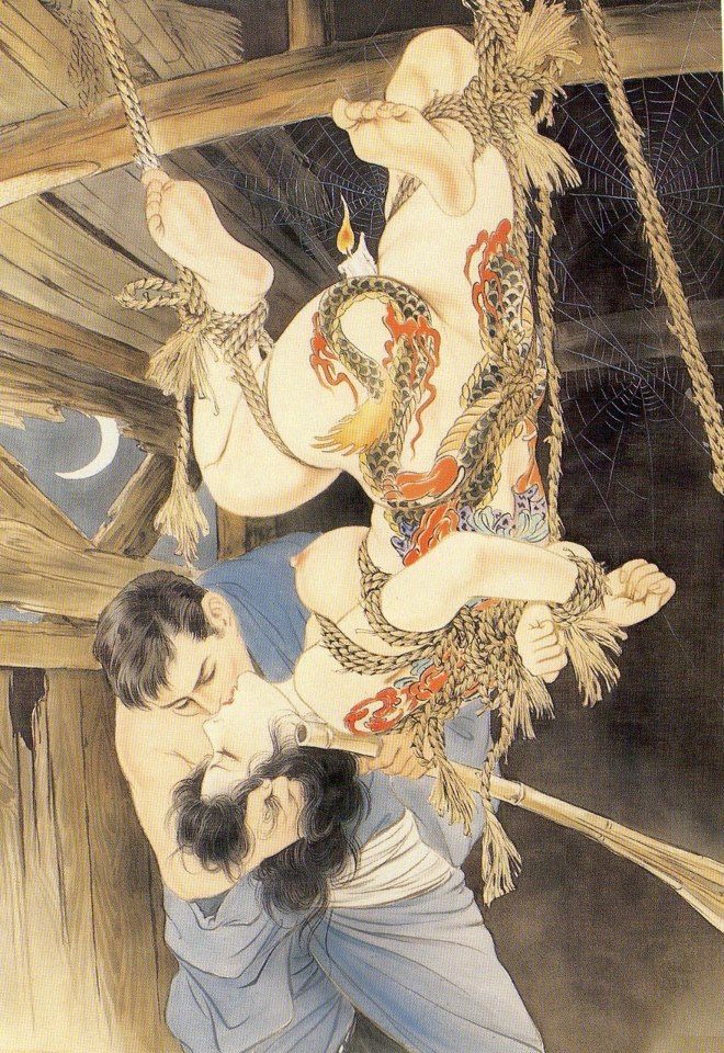 Ozuma Kaname — шибари, подвешивание, воск — рисунок №81
